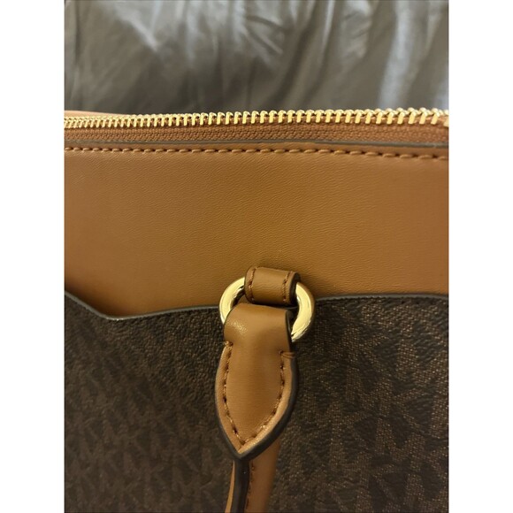 Michael Kors Everly Medium Brown MK LOGO Satchel Bag - Picture 5 of 14